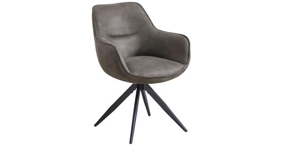 ARMLEHNSTUHL  Sitzfläche 360° drehbar Mikrofaser  Braun, Schwarz  - Schwarz/Braun, Design, Textil/Metall (64/86/63cm) - Carryhome