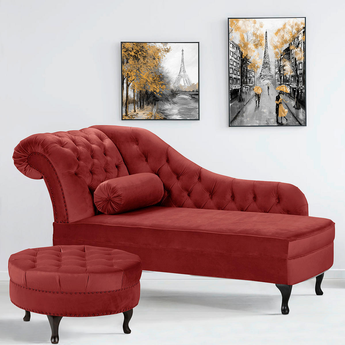 HOCKER Textil Bordeaux  - Bordeaux/Braun, Design, Holz/Textil (80/45/80cm) - Livetastic