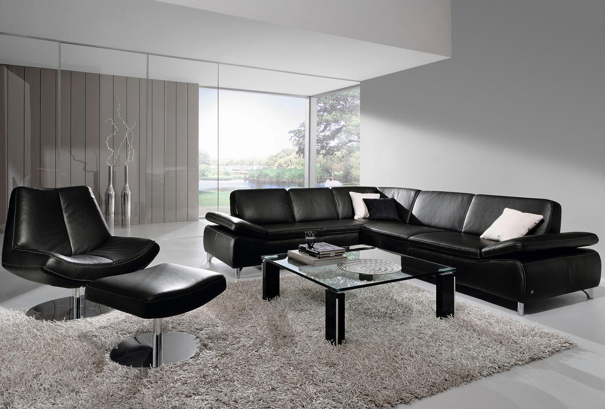 ECKSOFA in Webstoff Anthrazit  - Chromfarben/Anthrazit, Design, Textil/Metall (291/164cm) - Chilliano