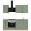 KÜCHENLEERBLOCK 210 cm   in Grün, Eichefarben  - Eichefarben/Schwarz, MODERN, Holzwerkstoff/Metall (210cm) - Nobilia