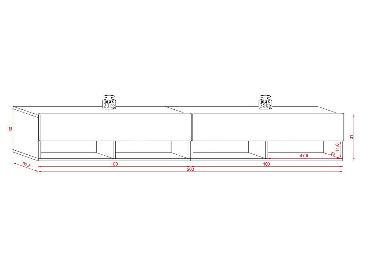 LOWBOARD DERBY  in 200/31,5/32,5 cm  - Alteiche/Dunkelgrau, Design, Holzwerkstoff (200/31,5/32,5cm) - Livetastic