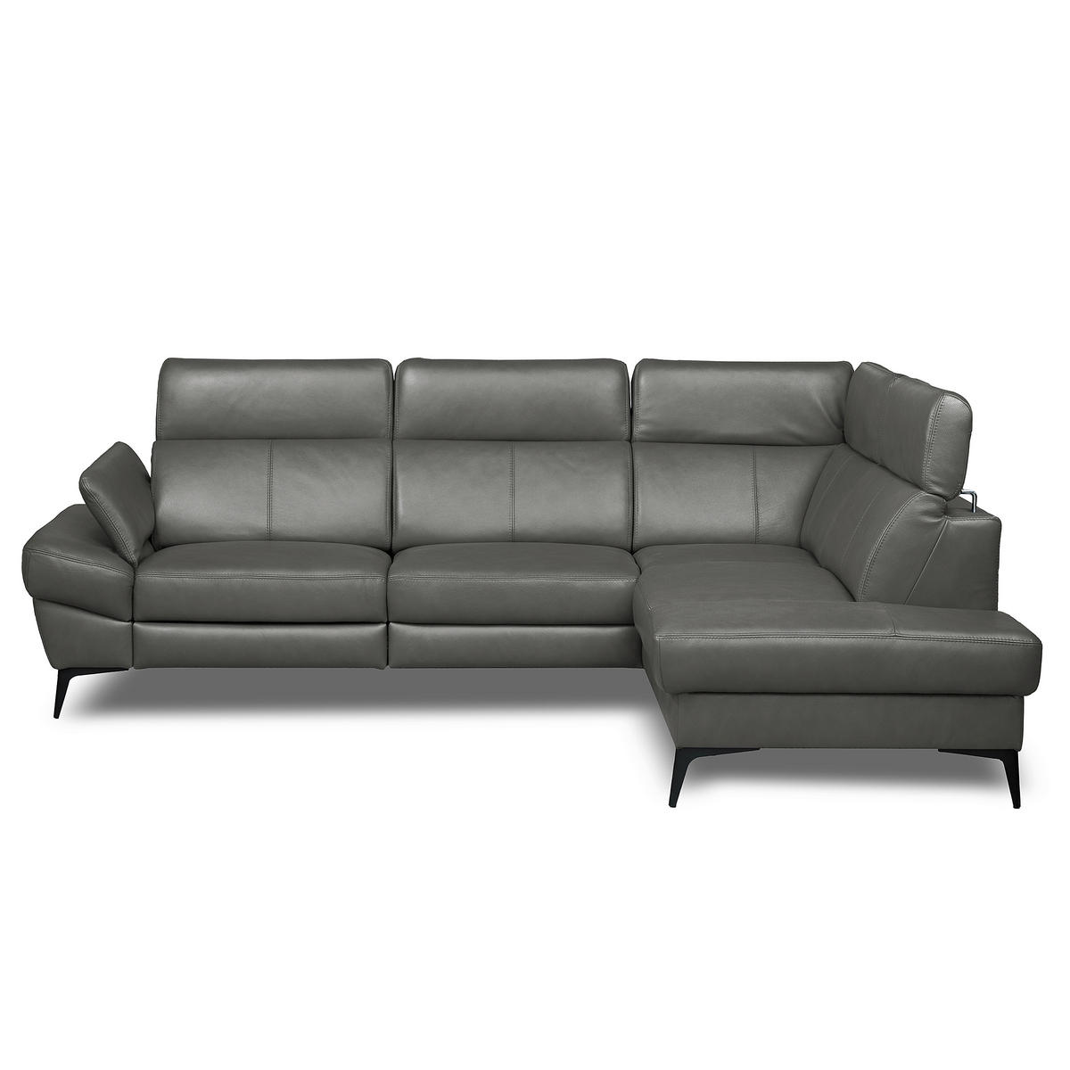 ECKSOFA  in Lederlook Echtleder Anthrazit  264/211 cm  - Anthrazit/Schwarz, Design, Leder/Textil (264/211cm) - Livetastic