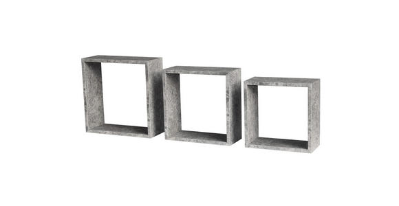 WANDREGALSET 3-teilig Grau - Grau, Design, Holzwerkstoff (30/27/24/12/12/12/30/27/24cm) - Carryhome