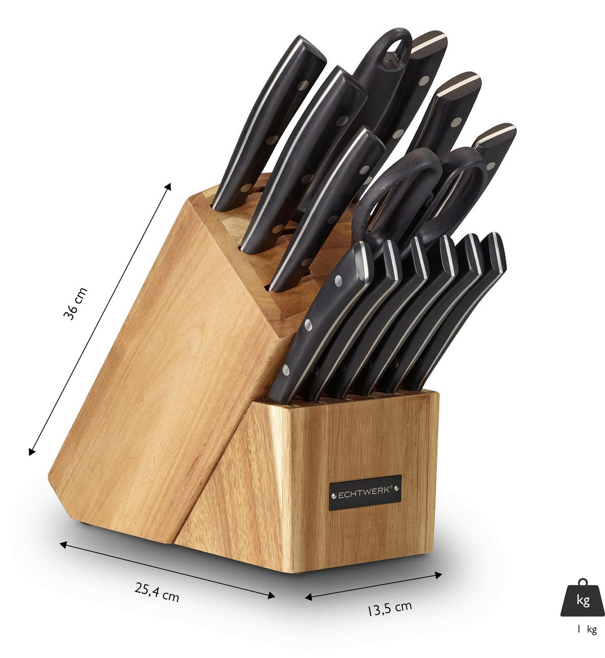 MESSERSET ECHTWERK 15-teilig  - Silberfarben/Schwarz, Trend, Kunststoff/Metall (24,8/13,2/36cm) - Echtwerk