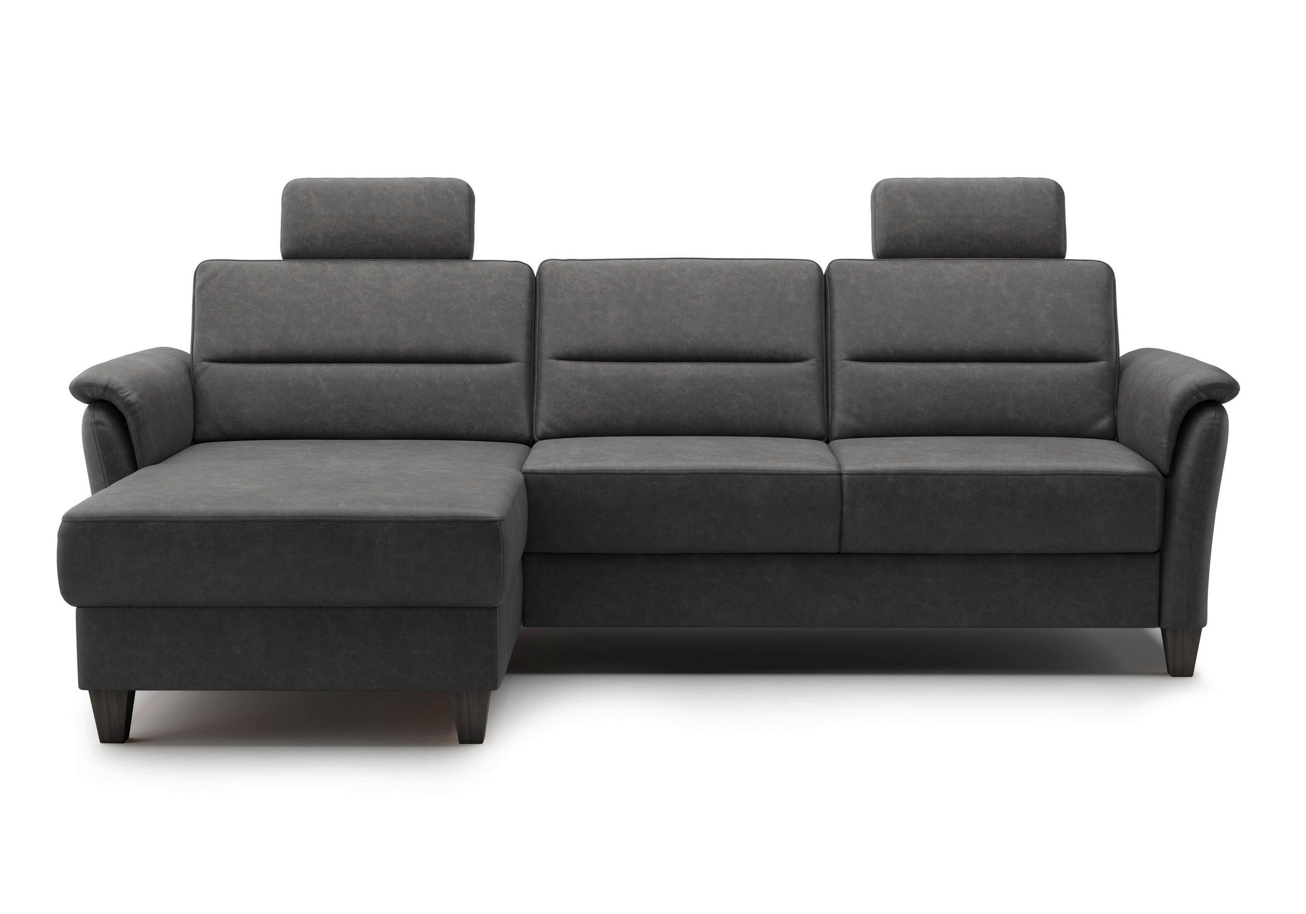 ECKSOFA in Mikrofaser Anthrazit  163/244 cm  - Wengefarben/Anthrazit, KONVENTIONELL, Holz/Textil (163/244cm) - Sit & More