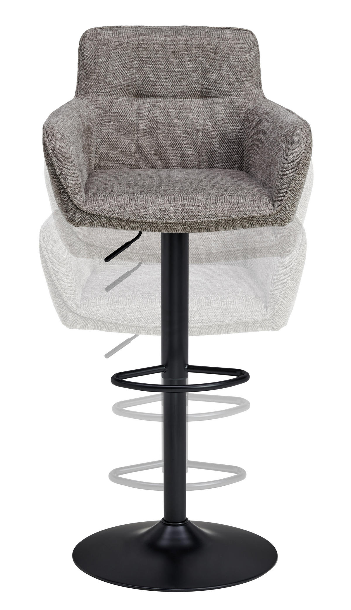 BARHOCKER Metall, Textil Schwarz, Hellbraun  - Hellbraun/Schwarz, Modern, Textil/Metall (55/91.5-113/52cm) - Livetastic
