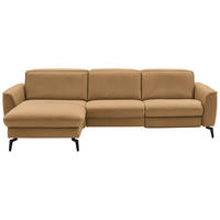 ECKSOFA in Echtleder Honig  - miel/noir, Natur, cuir/métal (168/281cm) - Valdera