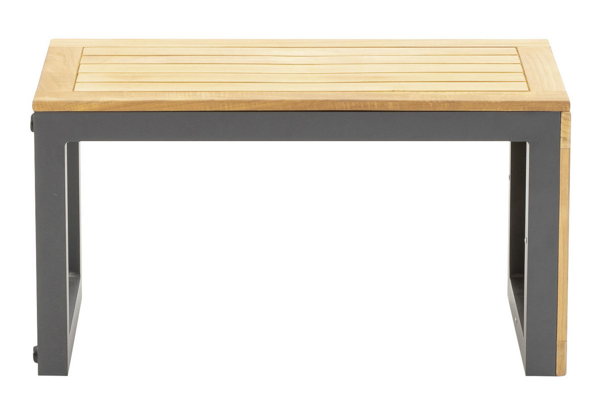 LOUNGEGARNITUR   253/70/175 cm Teakholz Aluminium  - Anthrazit/Grau, Basics, Holz/Textil (253/70/175cm) - Gardenson