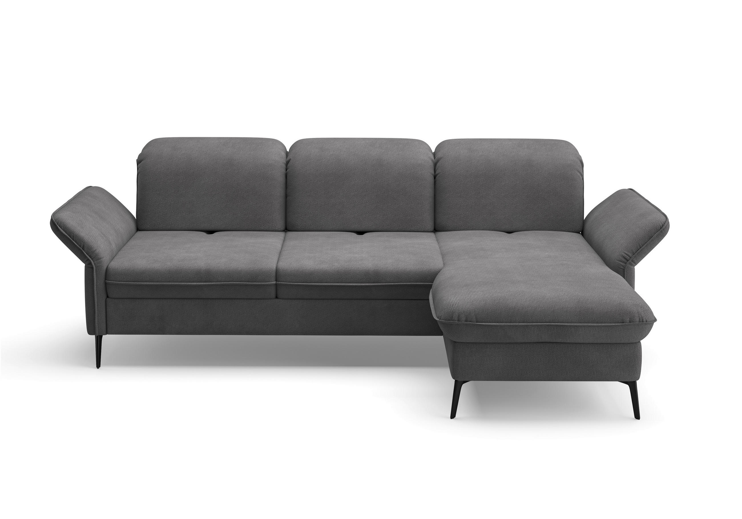ECKSOFA in Flachgewebe Grau  - Schwarz/Grau, Konventionell, Textil/Metall (264/198cm) - Sit & More