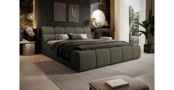 POLSTERBETT Olivgrün 180/200 cm  - Schwarz/Olivgrün, Design, Kunststoff/Textil (180/200cm) - Esposa