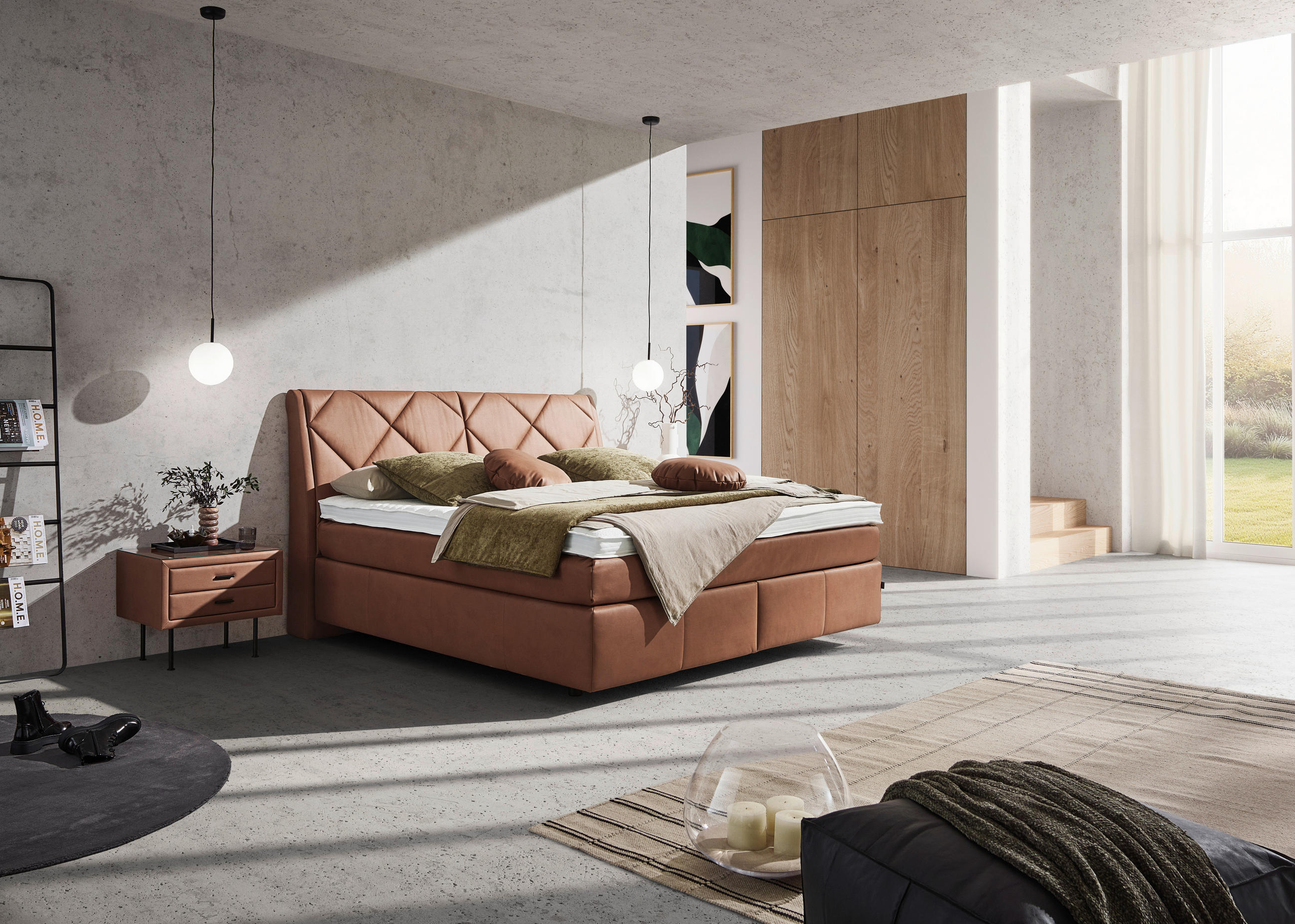 Thumbnail - Dieter Knoll Boxspringbett, Braun, Textil, H3, 7-Zonen, Höhe ca. 22 cm, 140x200 cm, Über- und Sondergrößen erhältlich, M...