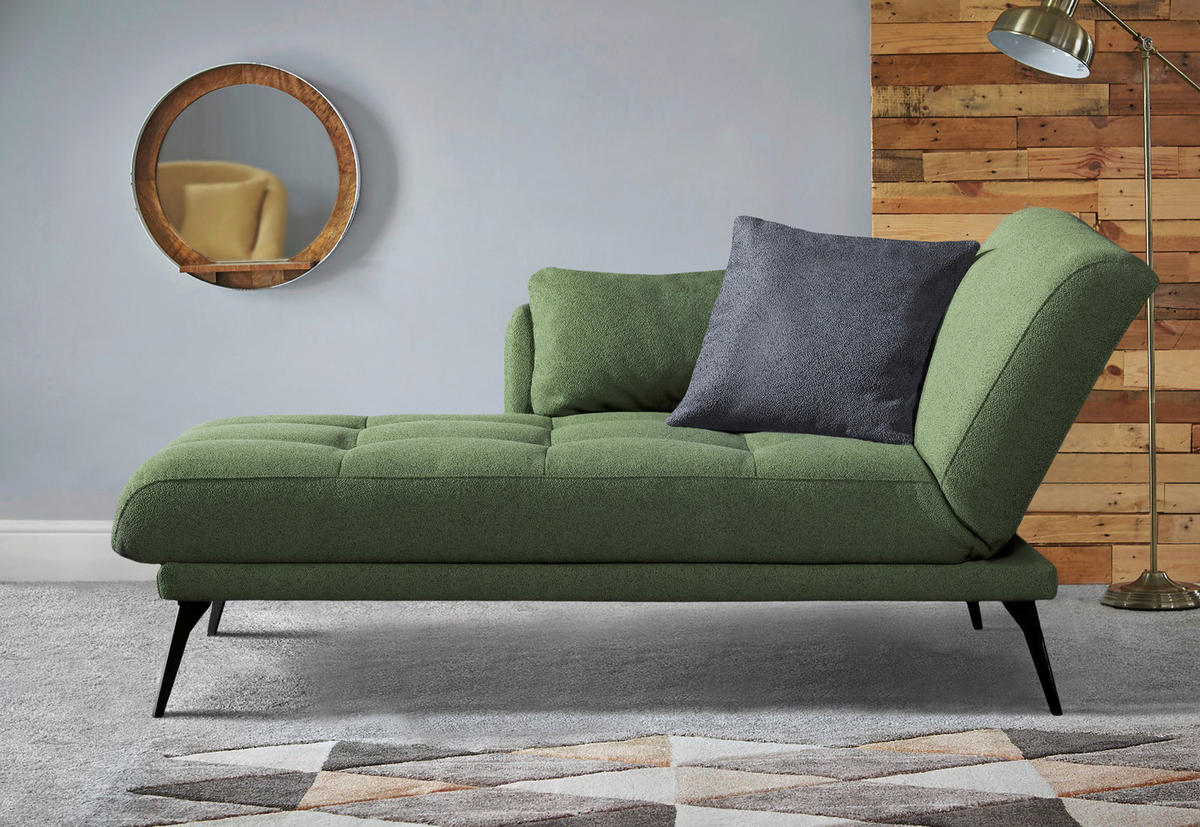 RÉCAMIERE Amira in Dunkelgrün  - Dunkelgrün/Schwarz, KONVENTIONELL, Textil/Metall (200/85/106cm) - Novel