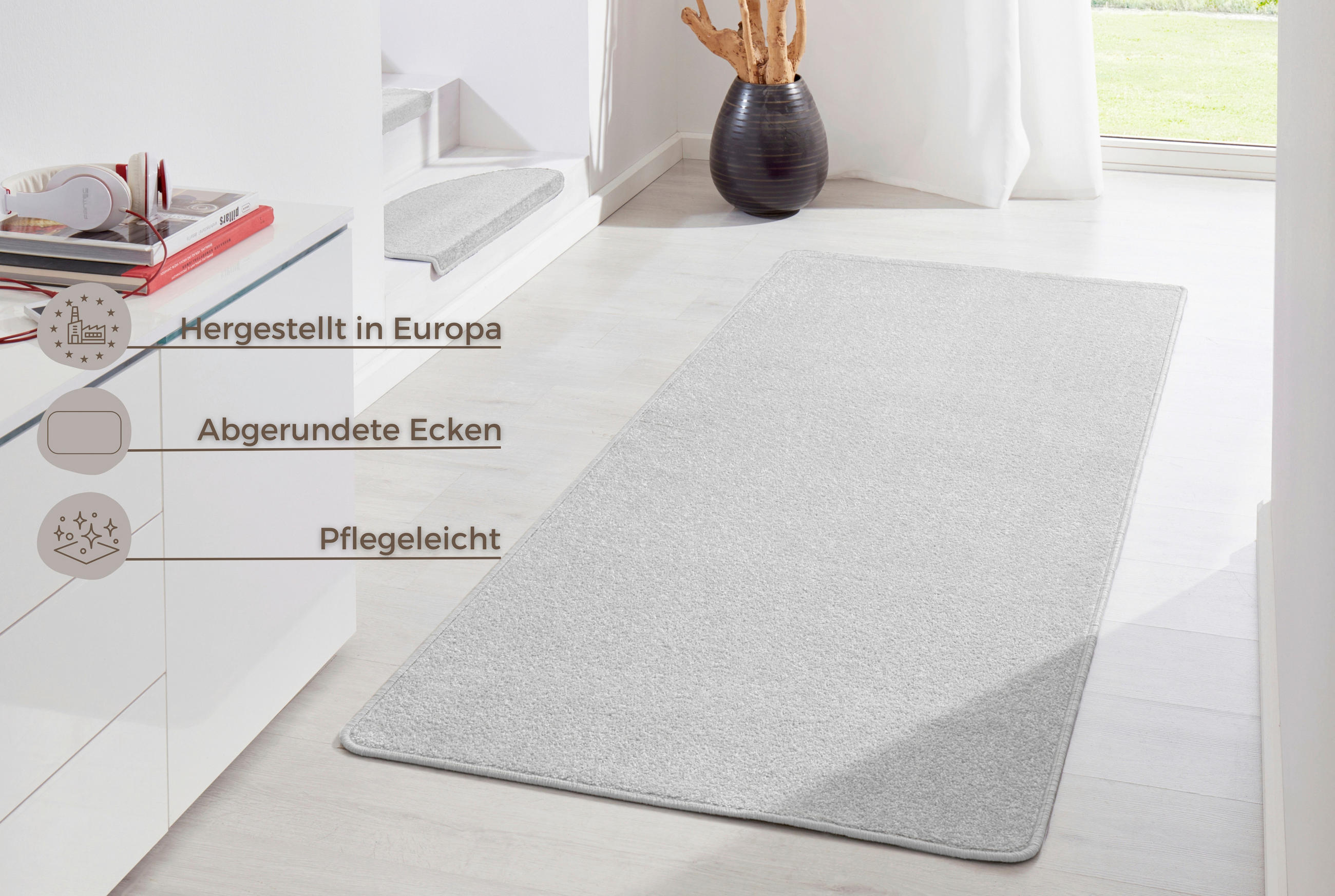 LÄUFER 80/300 cm Fancy  - Hellgrau, Basics, Kunststoff (80/300cm)