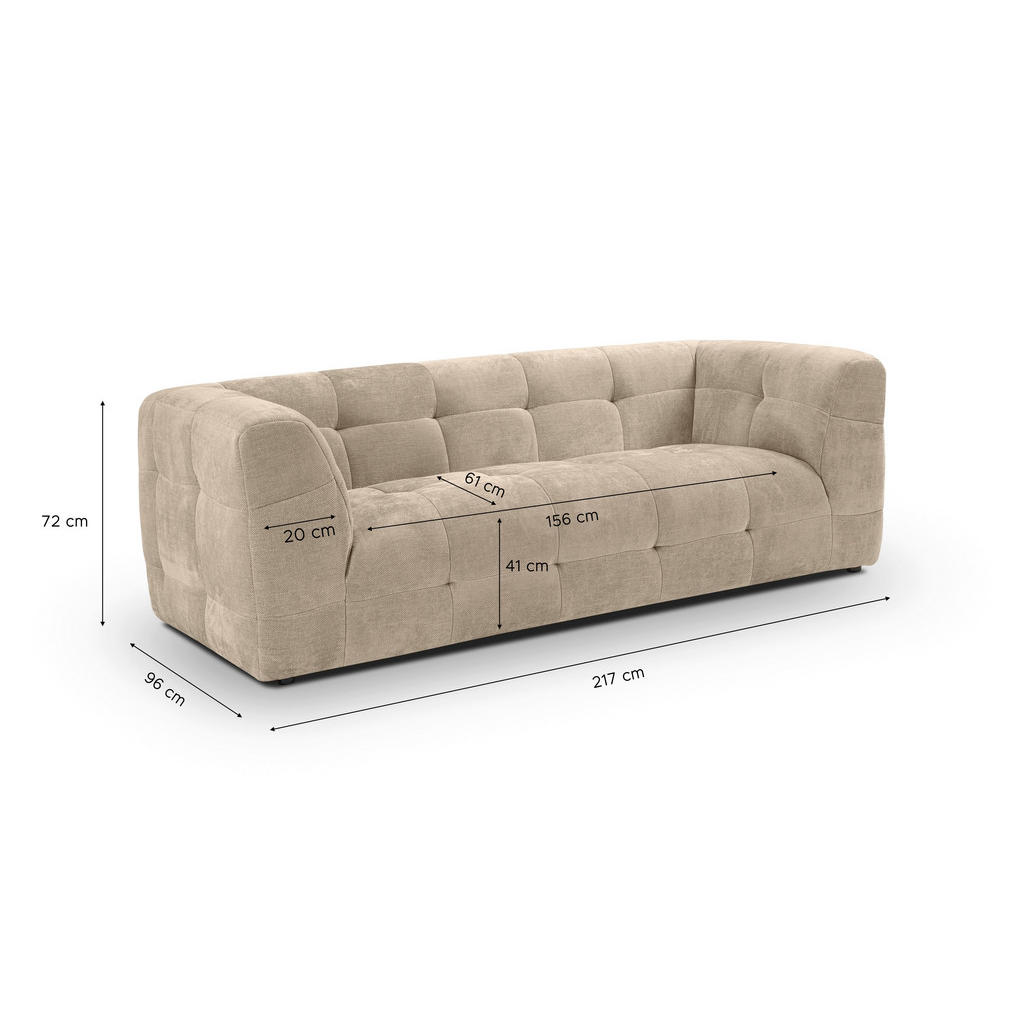 Thumbnail - Mid.you 3-Sitzer-Sofa Tenso, Beige, Textil, 2-Sitzer, 217x72x96 cm, Made in EU, FSC Mix, Wohnzimmer, Sofas & Couches, So...