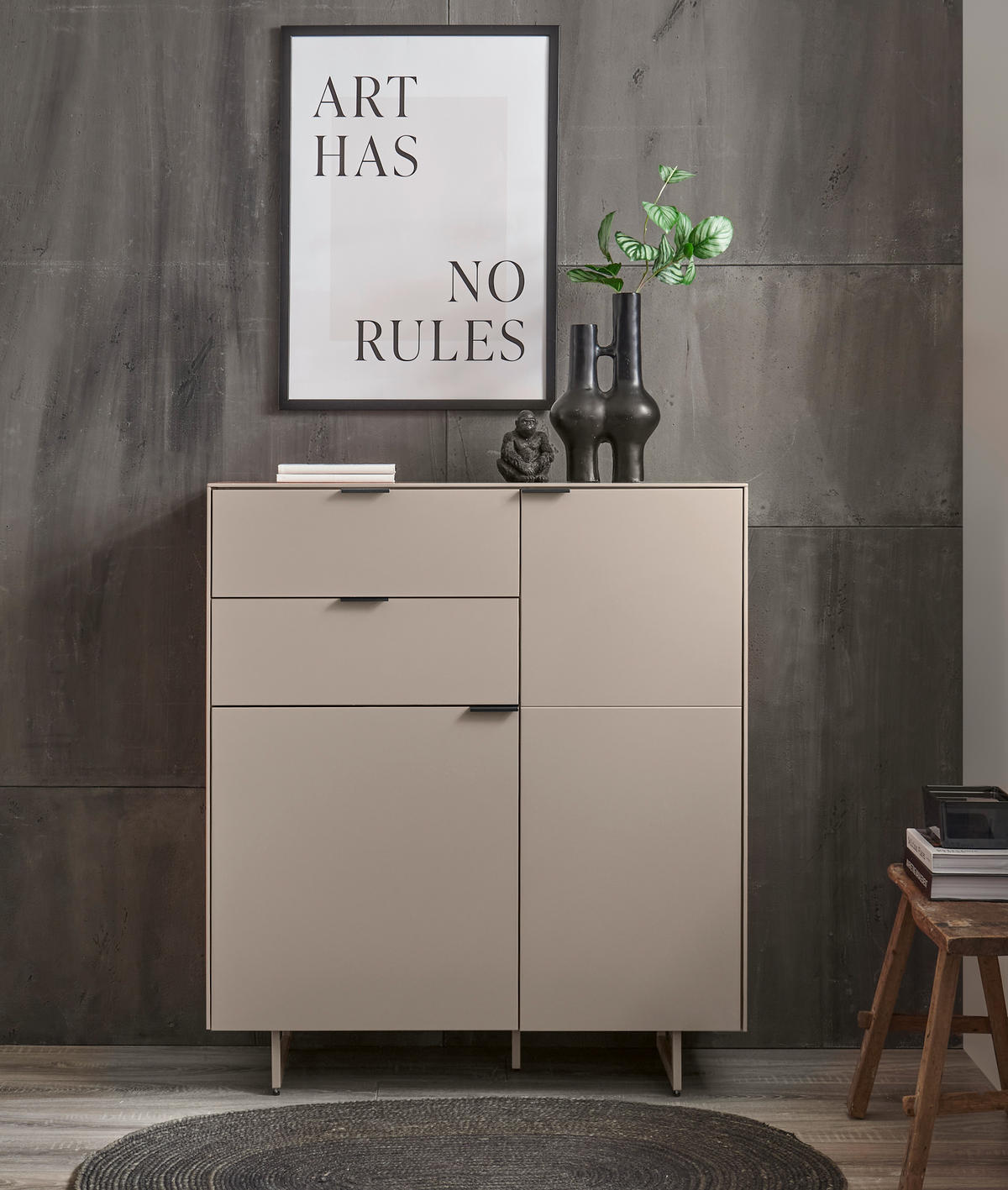 SCHUHSCHRANK  in 96/109/38 cm  - Kaschmir/Schwarz, Design, Holzwerkstoff/Metall (96/109/38cm) - Voleo