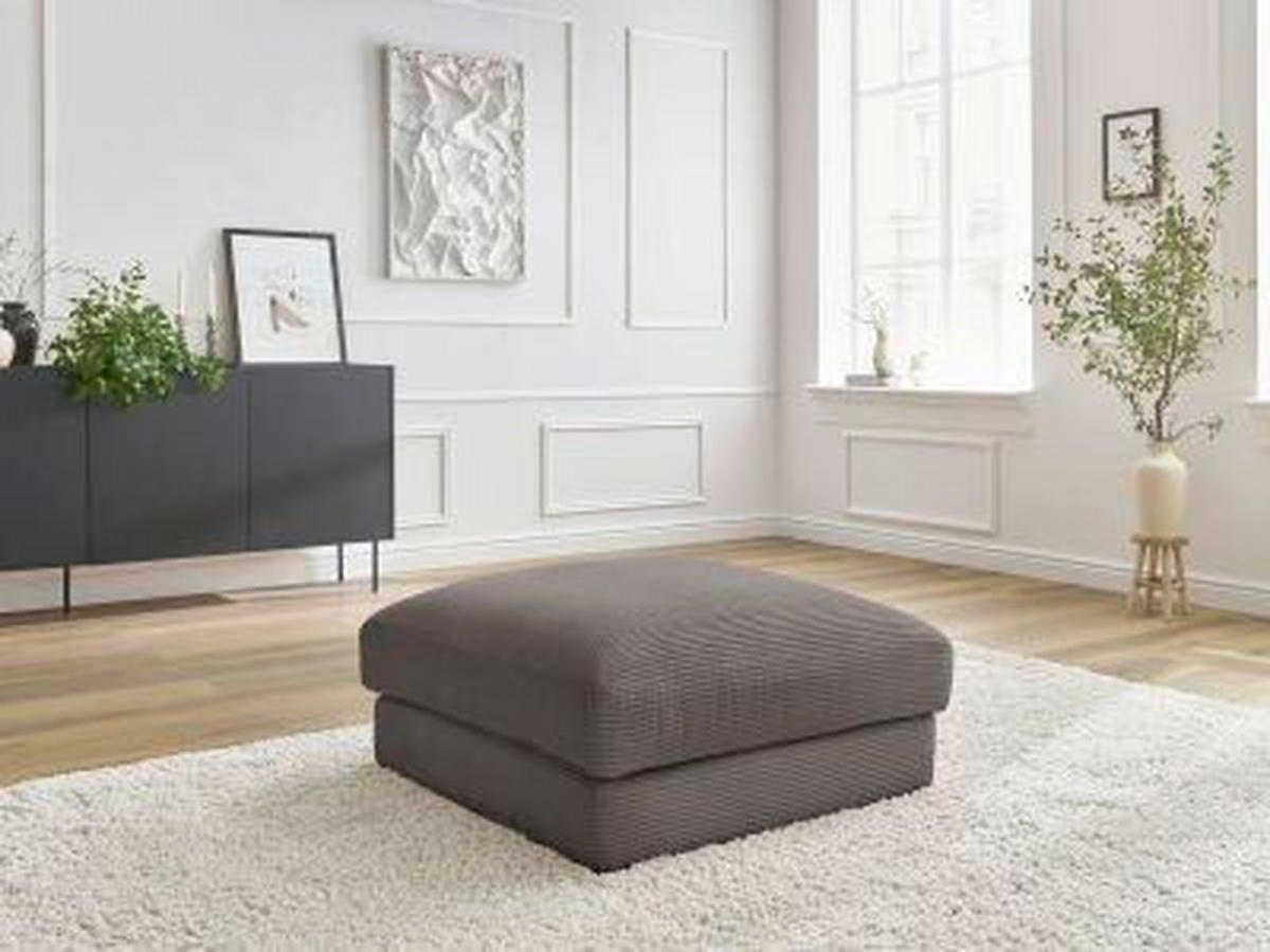 HOCKER LEONARD Cord Taupe  - Taupe/Schwarz, MODERN, Kunststoff/Textil (86/43/86cm)
