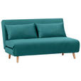 SCHLAFSOFA Samt Petrol  - Petrol/Naturfarben, Design, Holz/Textil (141/81/90cm) - Carryhome