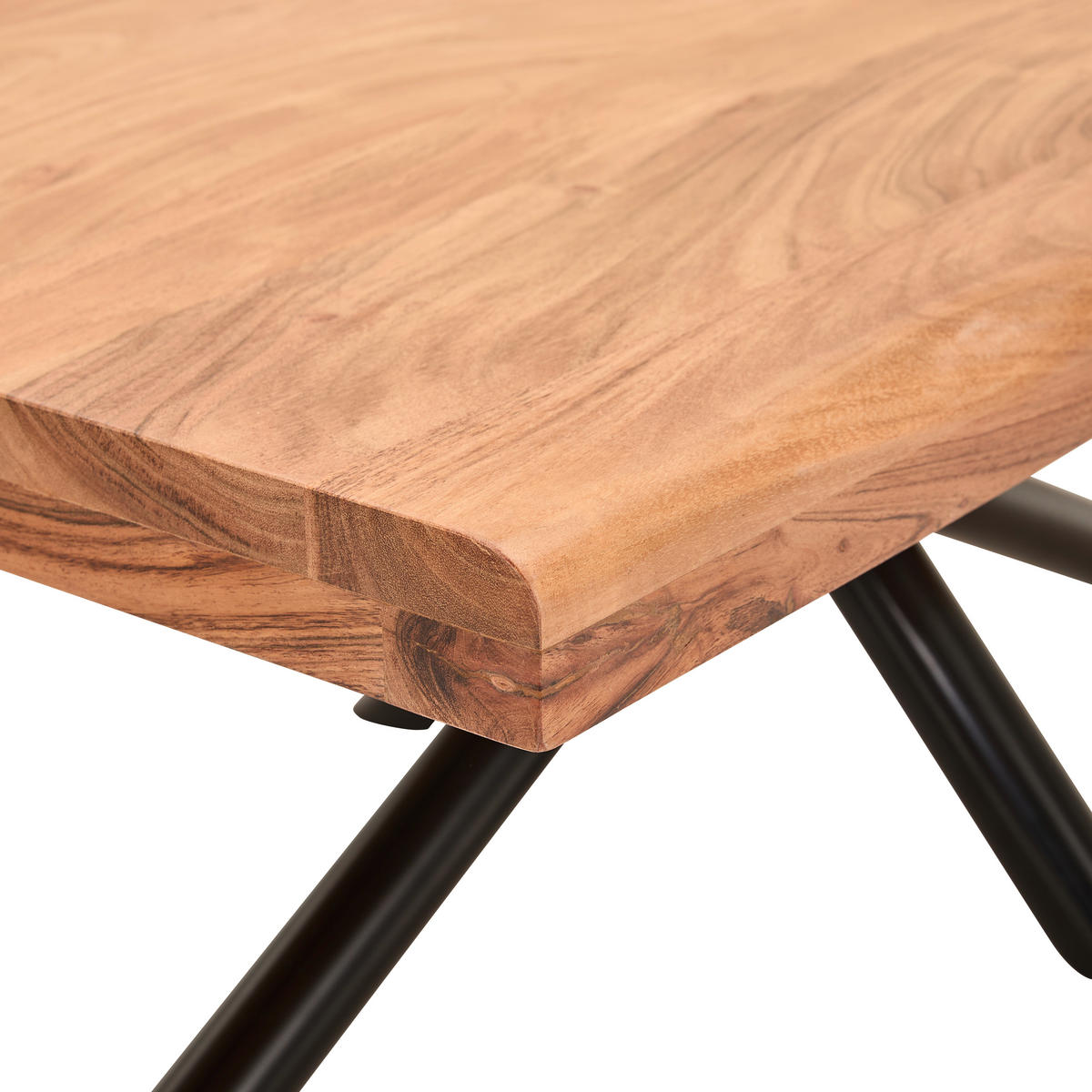 COUCHTISCH Akazie teilmassiv 120/70/45 cm rechteckig Naturfarben, Schwarz  - Schwarz/Naturfarben, Design, Holz/Metall (120/70/45cm) - Livetastic