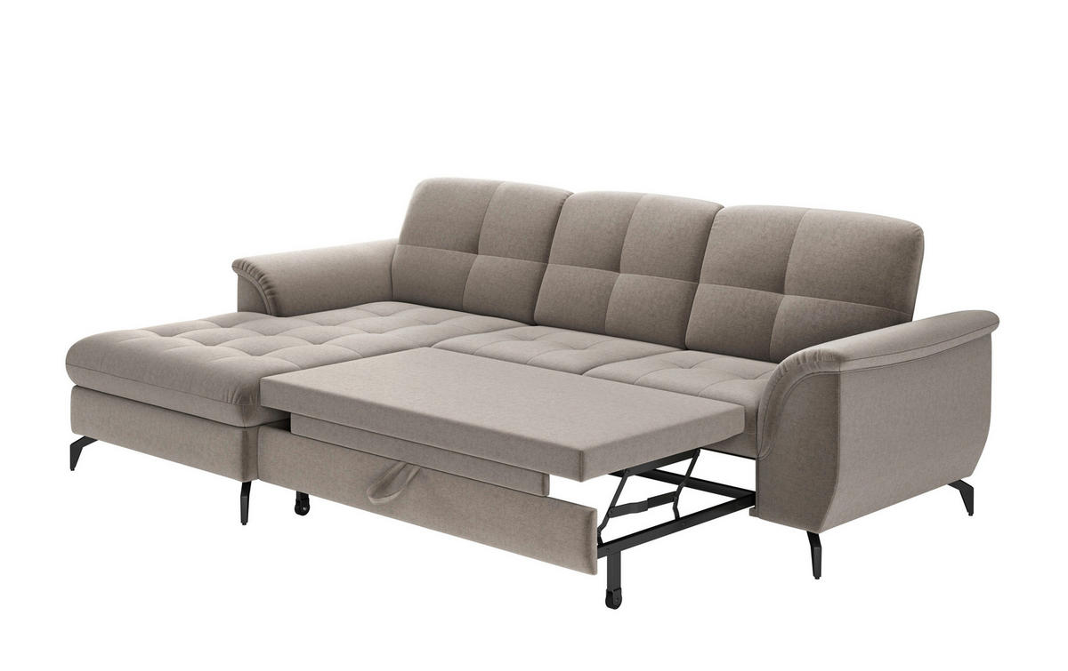 ECKSOFA ZORA E Taupe Flachgewebe  - Taupe/Schwarz, MODERN, Textil/Metall (164/262cm) - Sit & More