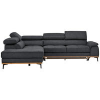 ECKSOFA Dunkelgrau Webstoff  - Dunkelgrau/Schwarz, Natur, Holz/Textil (226/282cm) - Novel