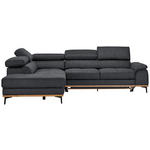 ECKSOFA Dunkelgrau Webstoff  - Dunkelgrau/Schwarz, Natur, Holz/Textil (226/282cm) - Novel