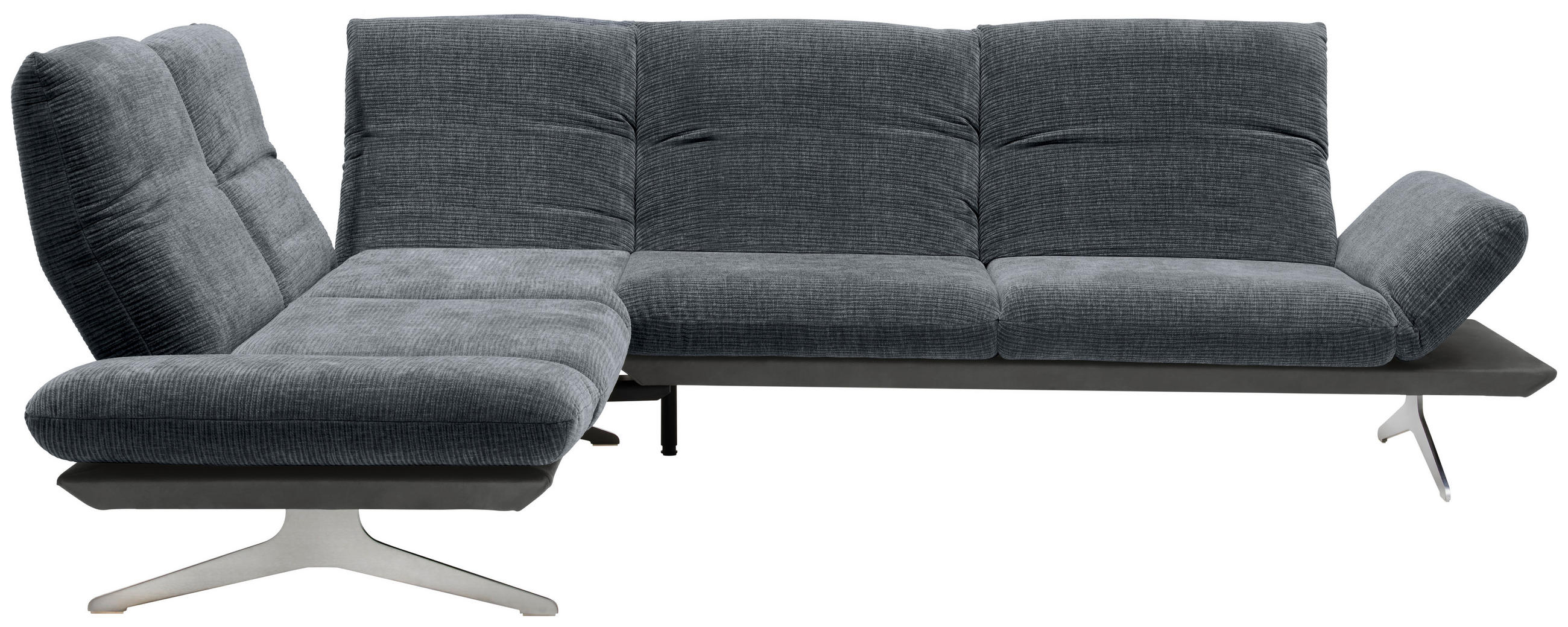 ECKSOFA  in Flachgewebe Dunkelgrau  209/277 cm  - Edelstahlfarben/Dunkelgrau, Design, Textil/Metall (209/277cm) - Koinor