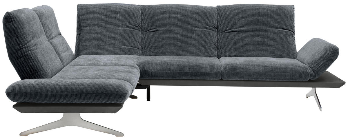 ECKSOFA  in Flachgewebe Dunkelgrau  209/277 cm  - Edelstahlfarben/Dunkelgrau, Design, Textil/Metall (209/277cm) - Koinor