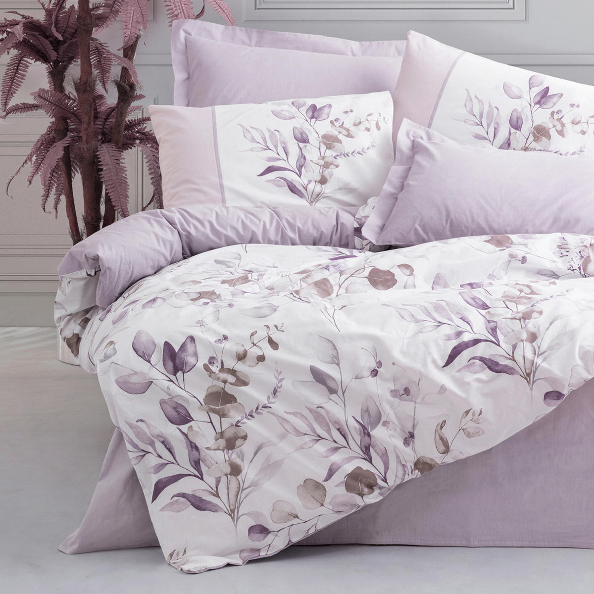 BETTWÄSCHE Renforcé 135/200 cm  - Flieder/Weiß, Basics, Textil (135/200cm)