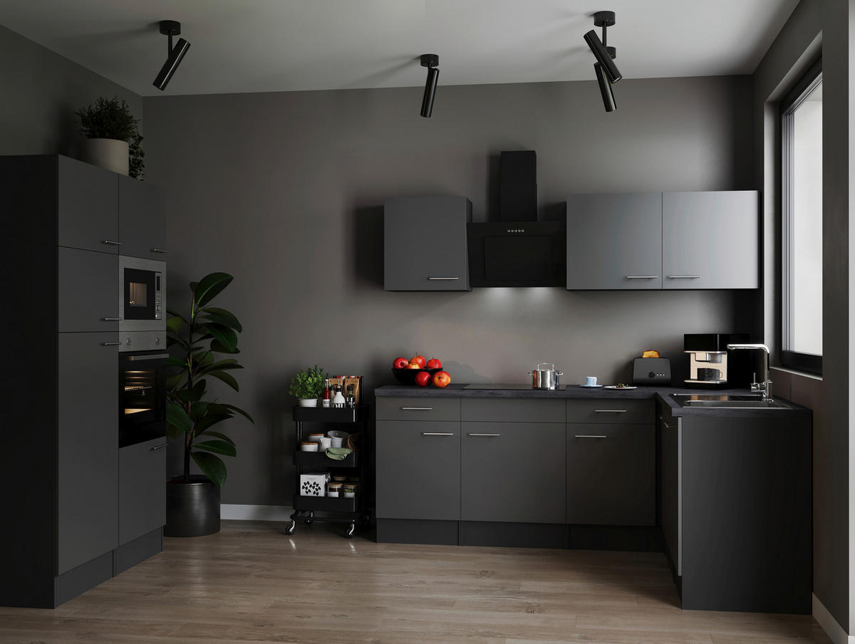 ECKKÜCHE - Silberfarben/Grau, Design, Holzwerkstoff/Metall (340/172cm) - Respekta