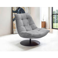 SESSEL in Struktur, Velours Grau  - Schwarz/Grau, Design, Textil/Metall (94/97/106cm) - Livetastic