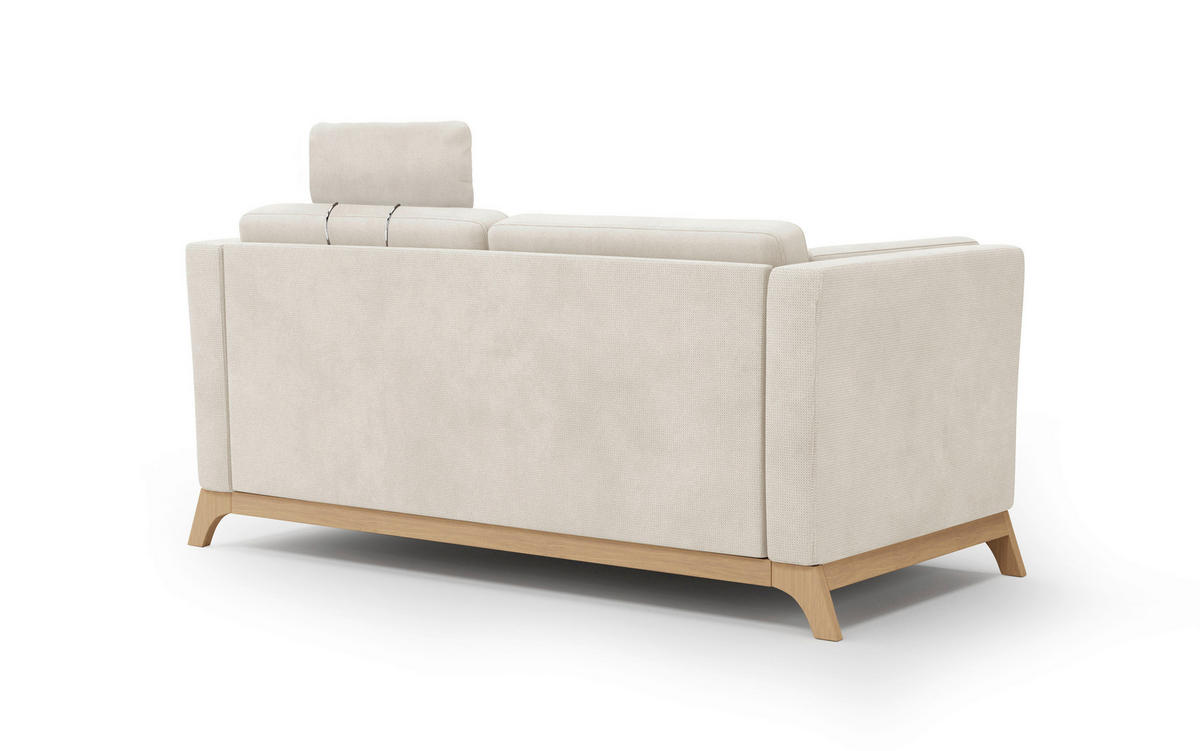 2,5-SITZER Flachgewebe Creme  - Eichefarben/Creme, KONVENTIONELL, Holz/Textil (183/84/93cm) - Sit & More