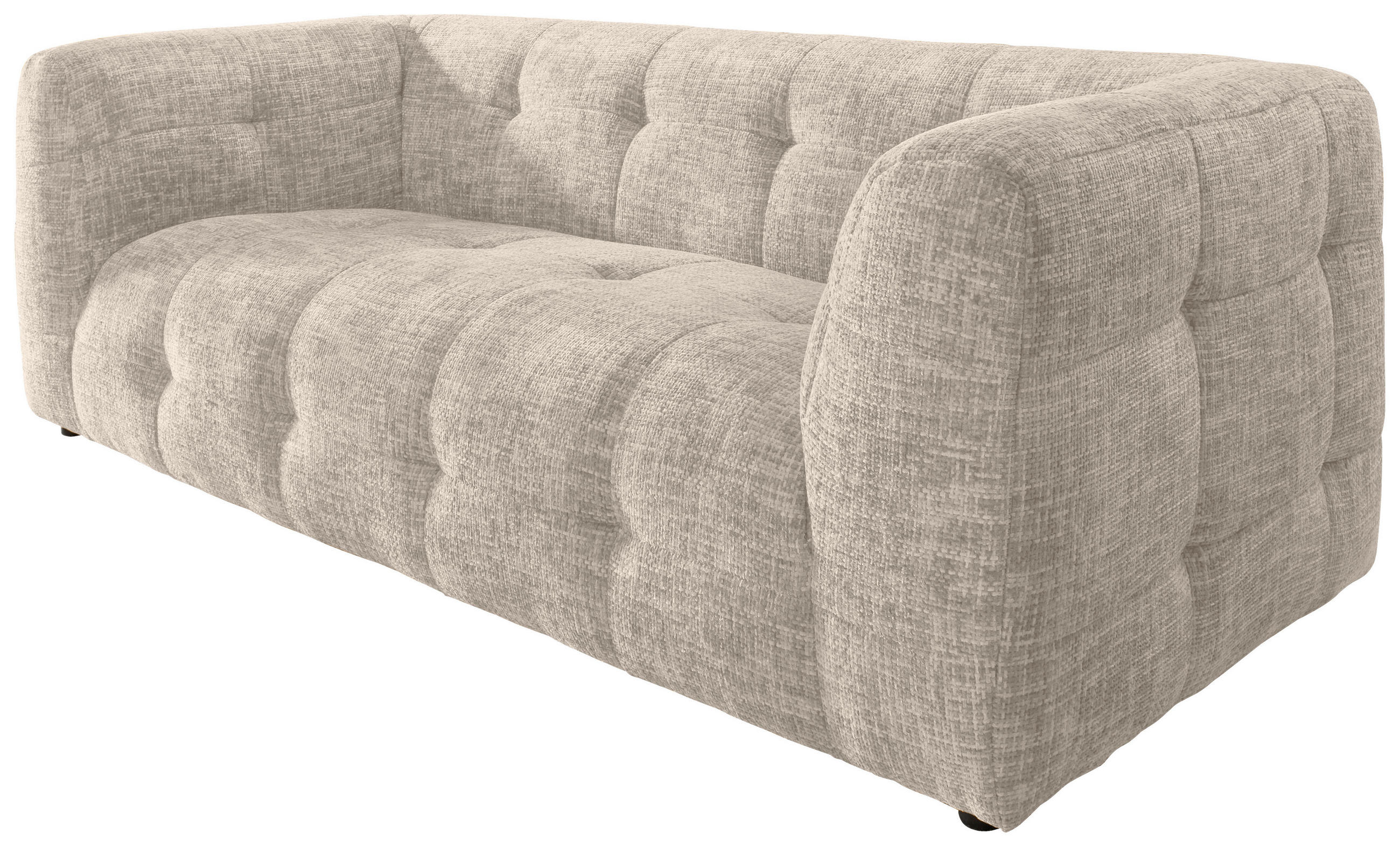 2,5-SITZER Struktur Creme  - Creme/Schwarz, Design, Kunststoff/Textil (218/72/95cm) - Livetastic