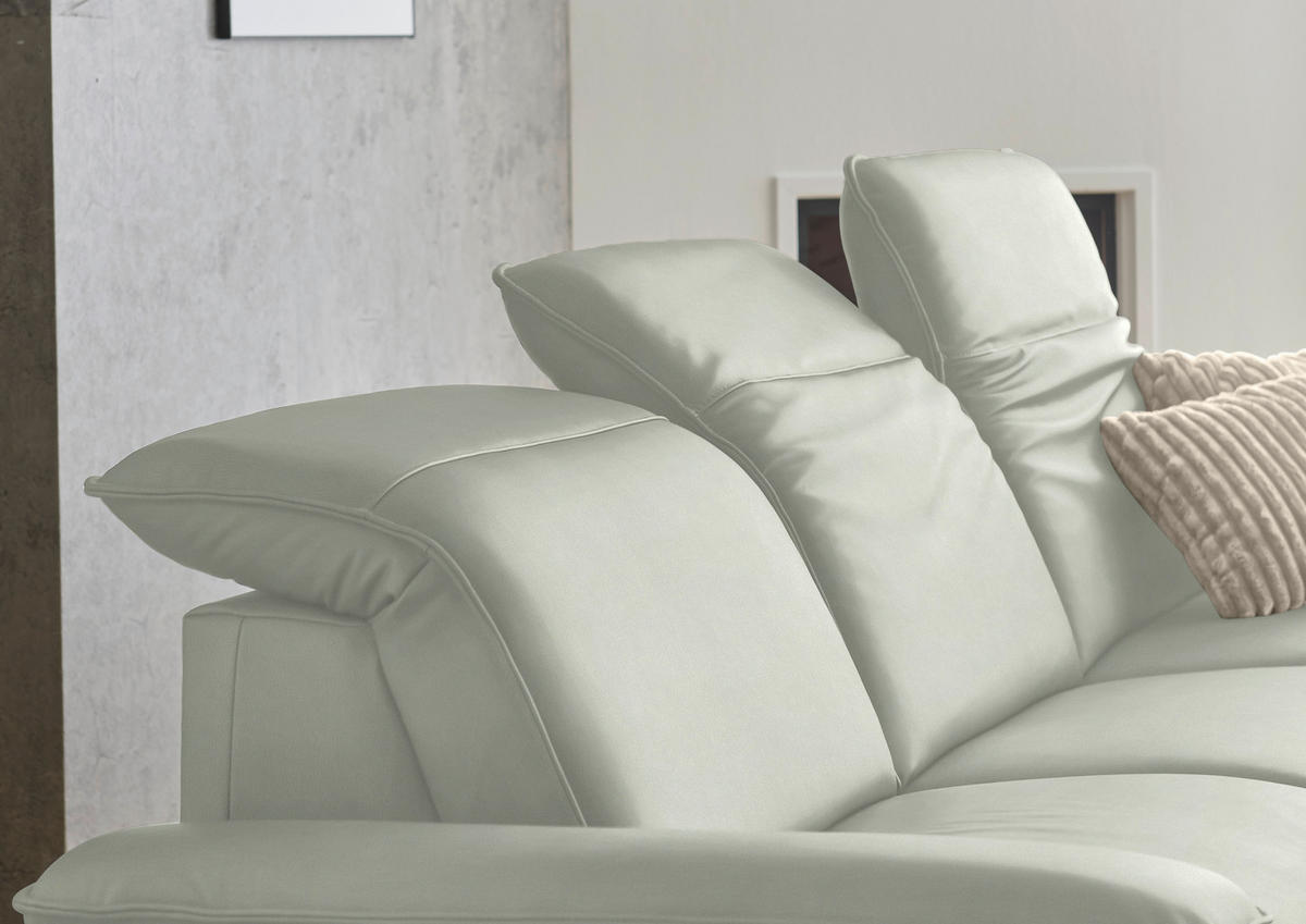 ECKSOFA  Echtleder Silberfarben  - Silberfarben/Schwarz, Design, Leder/Metall (307/169cm) - Beldomo Premium