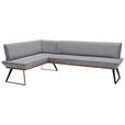 ECKBANK 183/243 cm  in Grau, Schwarz, Eichefarben  - Eichefarben/Schwarz, Design, Holz/Textil (183/243cm) - Voleo