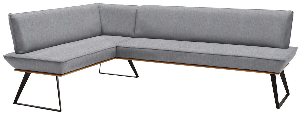 ECKBANK in Holz, Metall, Textil Grau, Schwarz, Eichefarben  - Eichefarben/Schwarz, Design, Holz/Textil (163/203cm) - Voleo