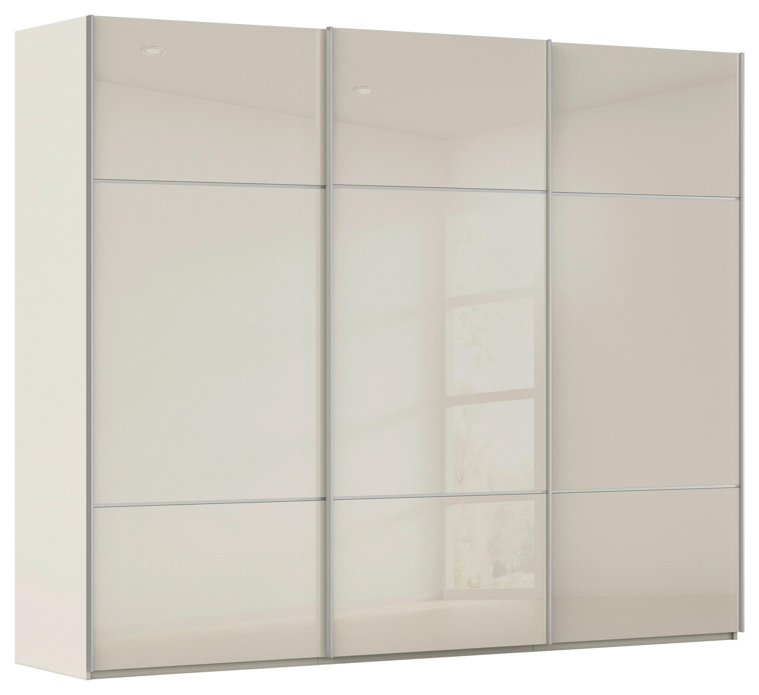SCHWEBETÜRENSCHRANK 242/223/68 cm 3-türig Champagner  - Champagner/Alufarben, KONVENTIONELL, Glas/Holzwerkstoff (242/223/68cm) - Novel