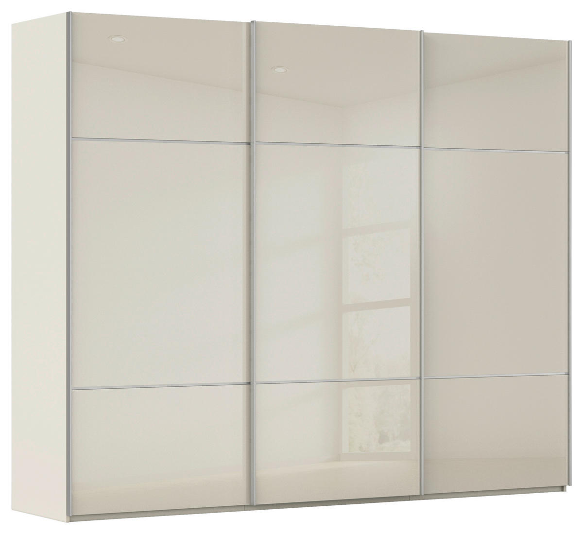 SCHWEBETÜRENSCHRANK 271/223/68 cm 3-türig Champagner  - Champagner/Alufarben, KONVENTIONELL, Glas/Holzwerkstoff (271/223/68cm) - Novel