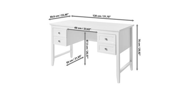 SCHREIBTISCH 130/59,6/76 cm in Weiß - Alufarben/Weiß, MODERN, Holzwerkstoff/Metall (130/59,6/76cm) - Novel
