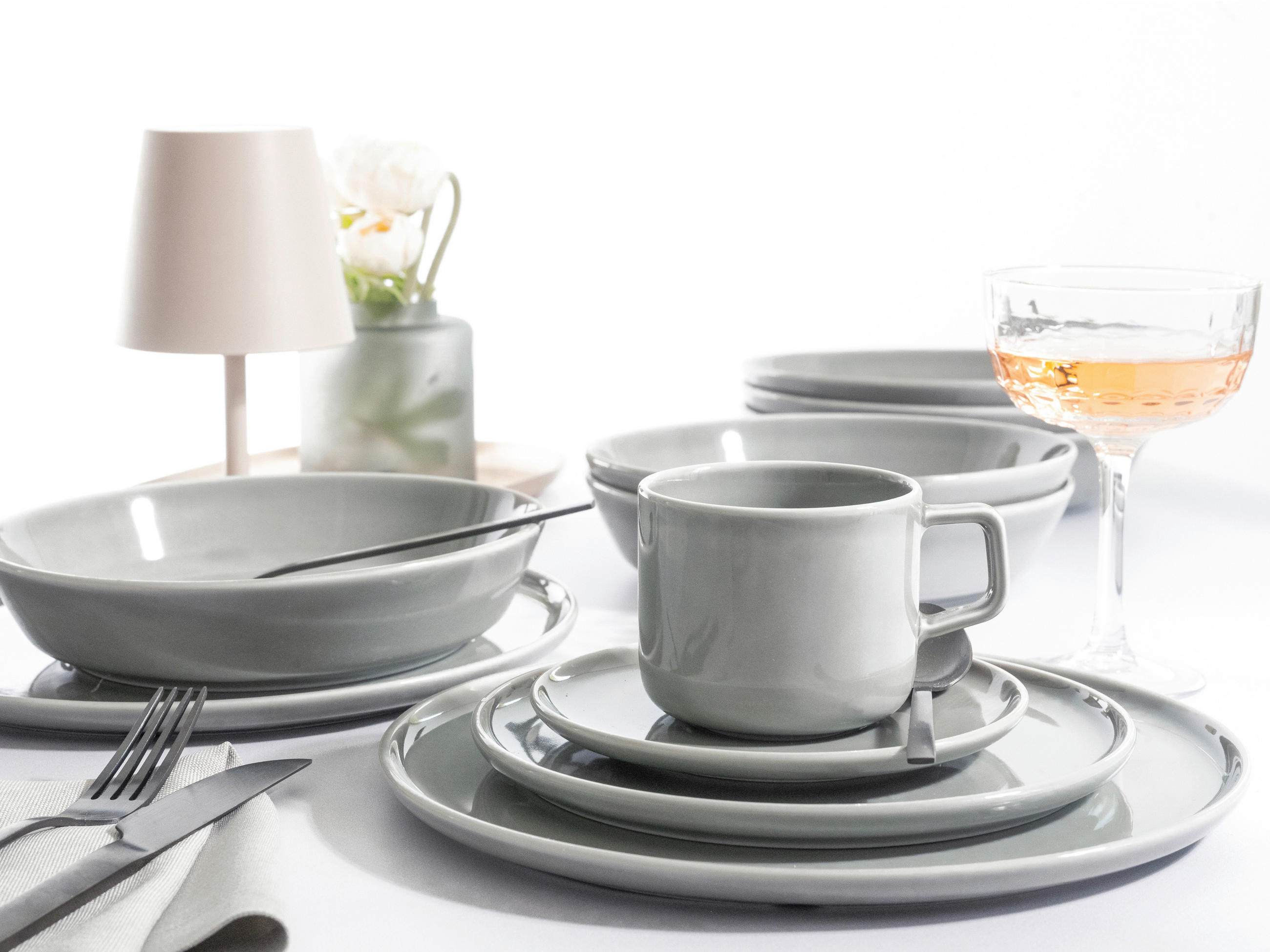 KOMPLETT SERVIS Chef Collection Grau 30 delar  - ljusgrå, Basics, keramik (41/32/29cm) - Creatable