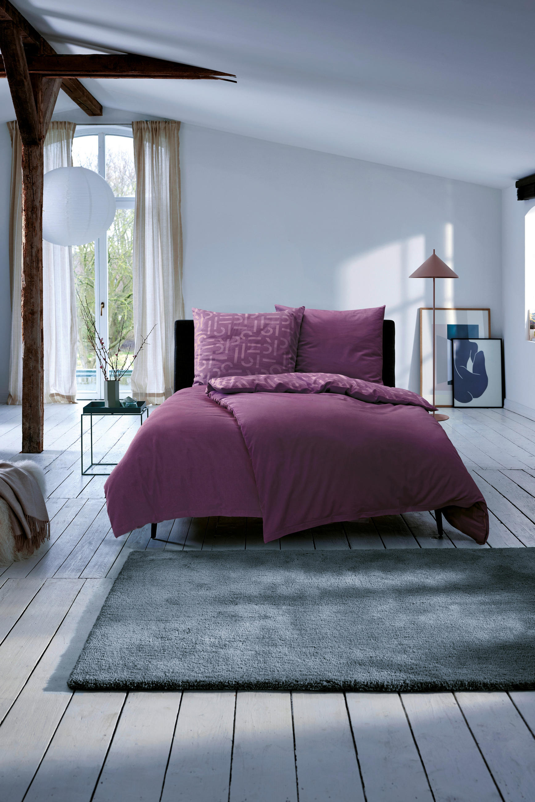 WENDEBETTWÄSCHE E-Scatter Big Flanell 155/220 cm  - Beere/Bordeaux, Basics, Textil (155/220cm) - Esprit