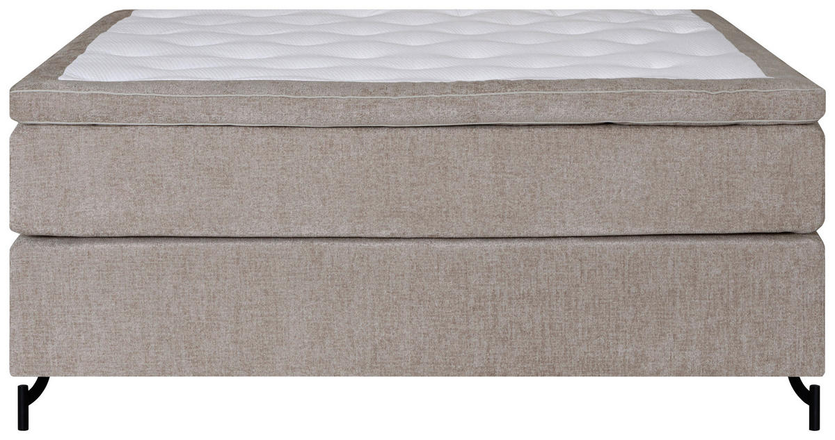 KONTINENTALSÄNG 180/200 cm  i beige  - beige/svart, Klassisk, metall/trä (180/200cm) - Ambiente