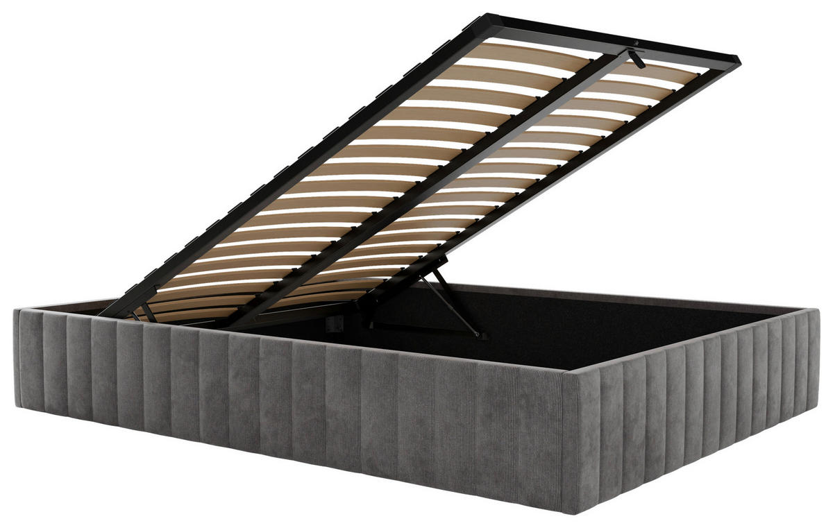 POLSTERBETT Bettkasten, Lattenrost 180/200 cm  in Anthrazit  - Anthrazit/Schwarz, Design, Holz/Textil (180/200cm) - Boxxx