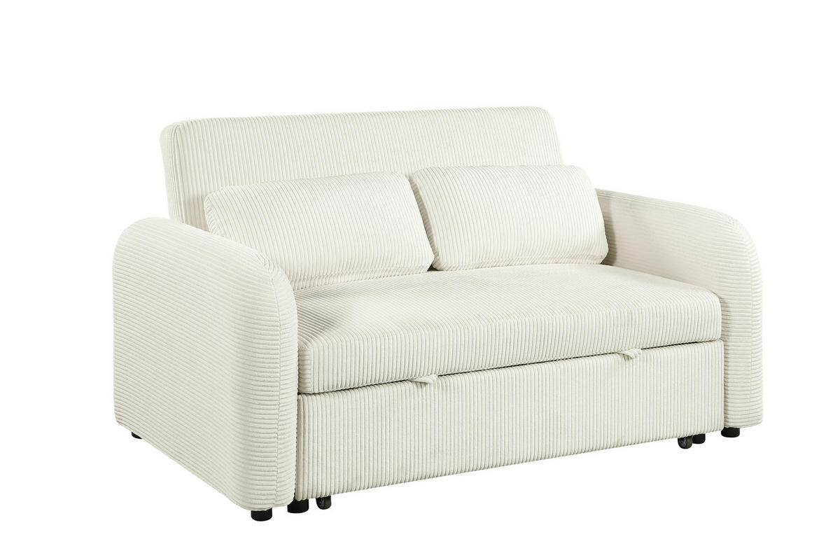 SCHLAFSOFA Cord Creme  - Creme/Schwarz, Design, Kunststoff/Textil (150/86/90cm) - MID.YOU