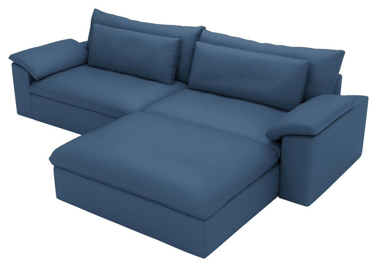 ECKSOFA  Chenille Dunkelblau  - Schwarz/Dunkelblau, Modern, Kunststoff/Textil (306/198cm) - Carryhome