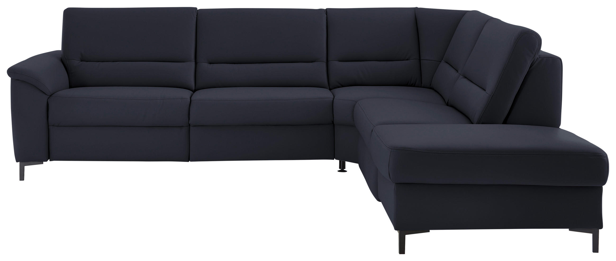 ECKSOFA Echtleder Dunkelblau  - Schwarz/Dunkelblau, Konventionell, Leder/Metall (290/249cm) - Beldomo Premium