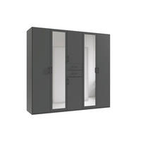 KLEIDERSCHRANK Graphitfarben  - Schwarz/Graphitfarben, Modern, Glas/Holz (225/208/58cm) - P & B