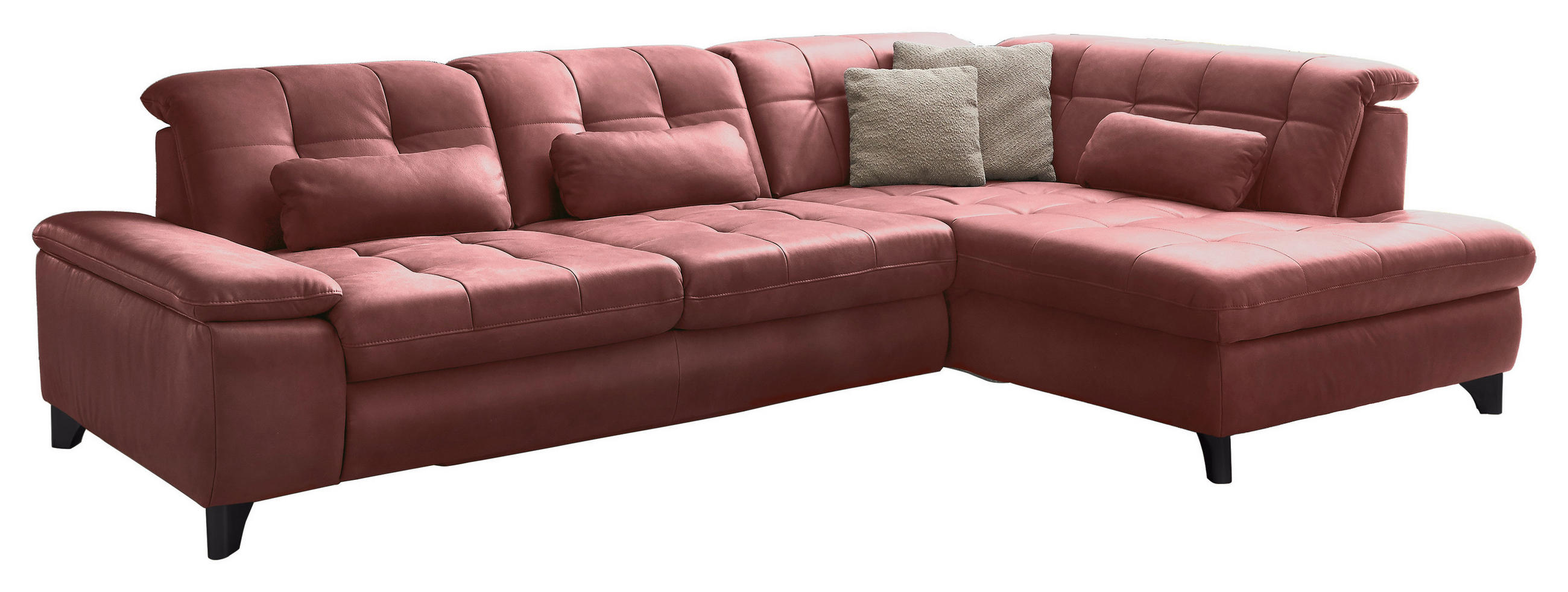 ECKSOFA in Echtleder Dunkelrot  - Schwarz/Dunkelrot, Design, Leder/Metall (309/211cm) - Beldomo Speed