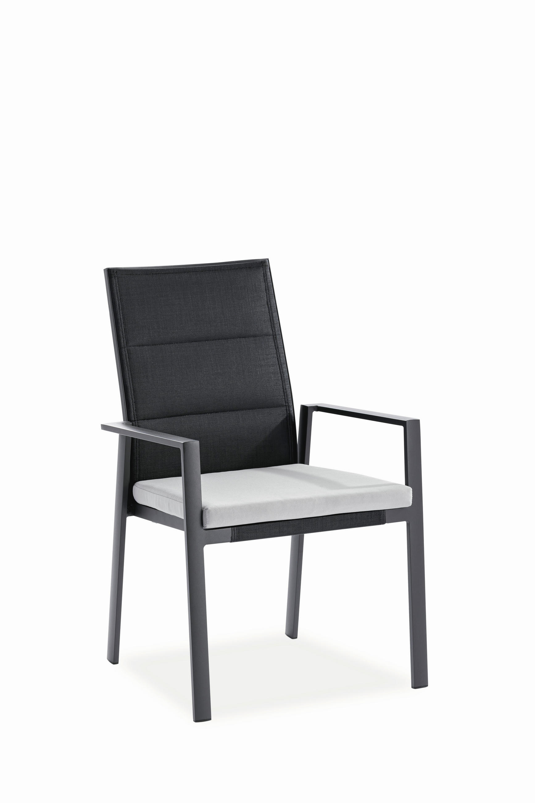 GARTENSTUHL Aluminium Anthrazit, Schwarz  - Anthrazit/Schwarz, Basics, Textil/Metall (62/96/61cm)