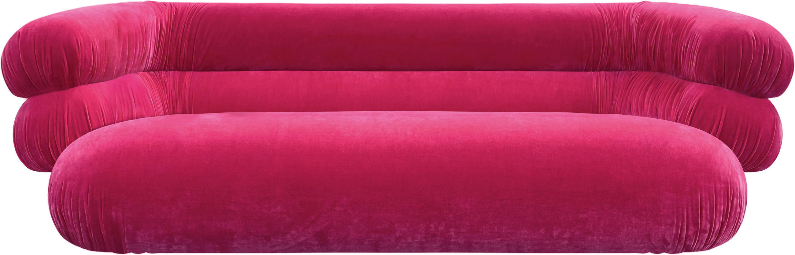 BIGSOFA in Velours Pink  - Pink/Schwarz, Trend, Kunststoff/Textil (250/77/130cm) - Bretz
