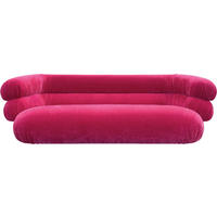 BIGSOFA in Velours Pink  - Pink/Schwarz, Trend, Kunststoff/Textil (250/77/130cm) - Bretz